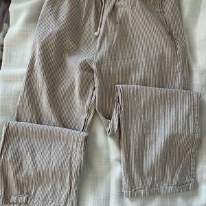 Men's Neutral Beige Stripe Corduroy Pants